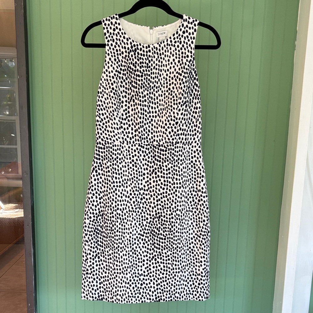 J. Crew navy polkadot sheath work dress